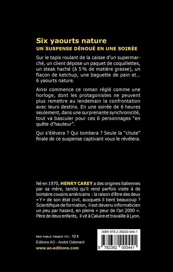 Quatrième de couverture de « Six yaourts nature : suspense »