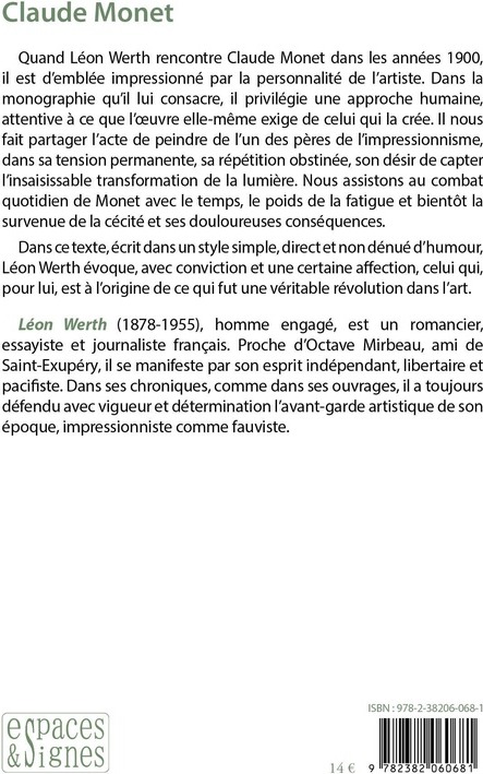 Quatrième de couverture de « Claude Monet »