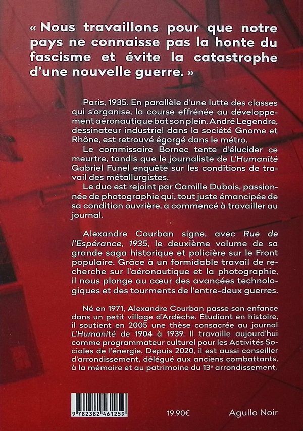 Quatrième de couverture de « Rue de l'Espérance, 1935 »