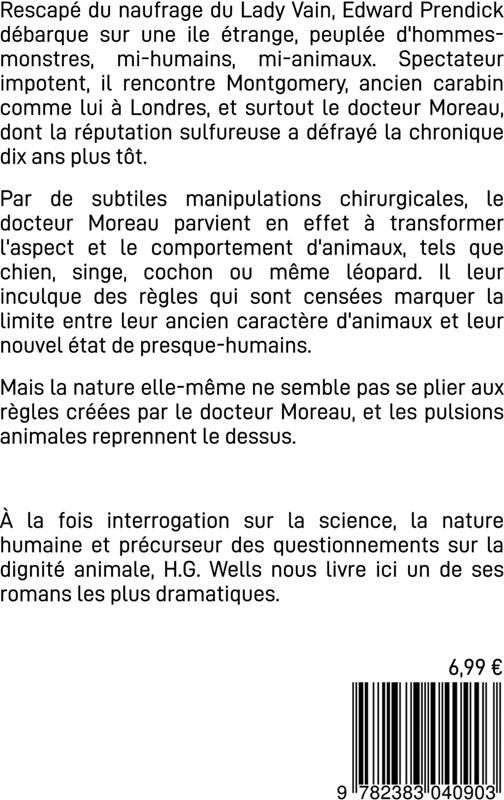 Quatrième de couverture de « L'île du docteur Moreau »