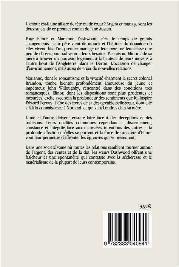 Quatrième de couverture de « Raison et sentiments »