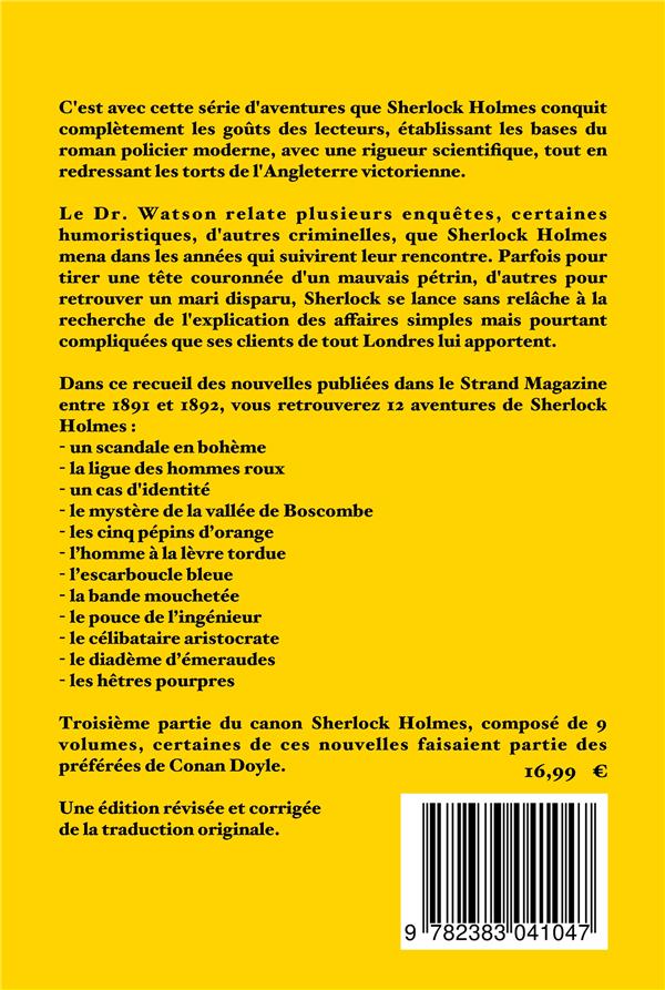 Quatrième de couverture de « Sherlock Holmes »