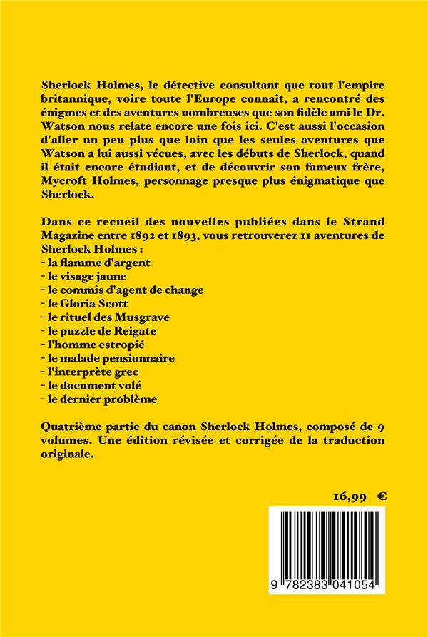 Quatrième de couverture de « Sherlock Holmes »