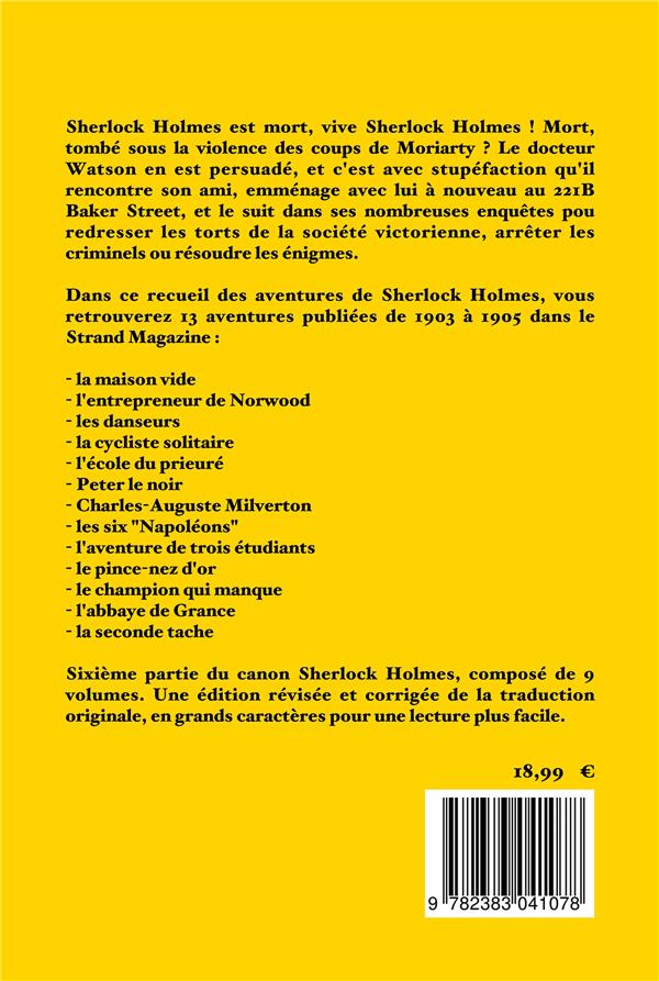 Quatrième de couverture de « Sherlock Holmes »