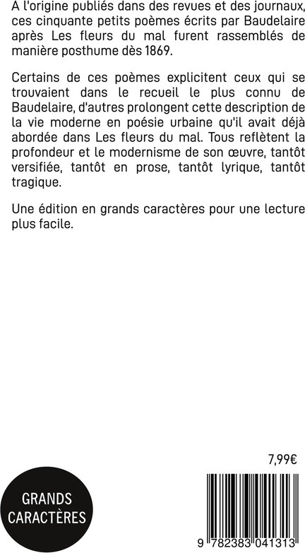 Quatrième de couverture de « Le spleen de Paris : grands caractères »