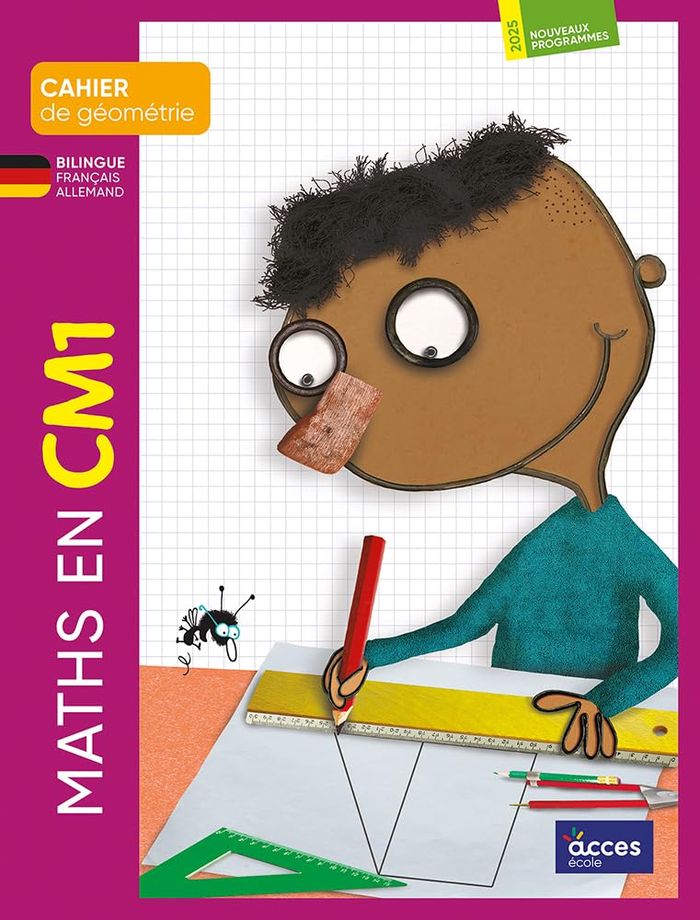 Couverture du livre « CAHIER DE GEOMETRIE BILINGUE - MATHS EN CM1 - EDITION BILINGUE » de Duprey/grisward, librairie Les Contes Infusés à Corte