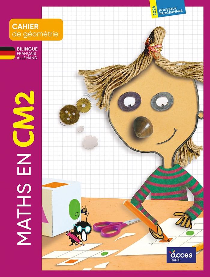 Couverture du livre « CAHIER DE GEOMETRIE BILINGUE - MATHS EN CM2 - EDITION BILINGUE » de Duprey/grisward, librairie Les Contes Infusés à Corte