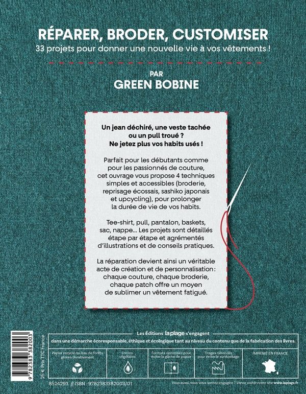Quatrième de couverture de « Réparer, broder, customiser : l'art de réinventer vos vêtements »
