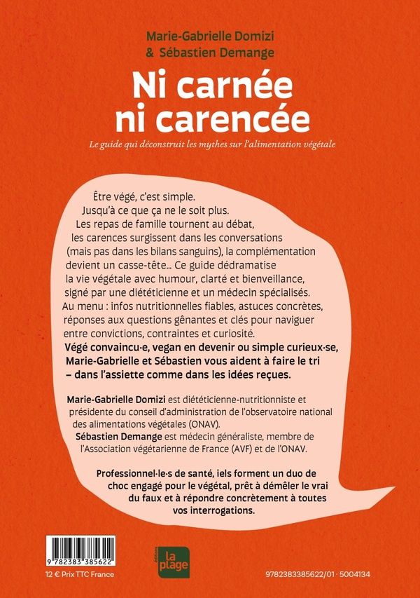 Quatrième de couverture de « Ni carnée, ni carencée : Le guide qui déconstruit les mythes sur l'alimentation végétale »