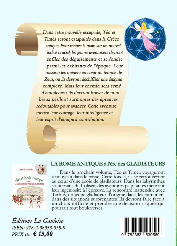 Quatrième de couverture de « ALYA ET LA BOITE A MUSIQUE - TOME 2. L'OLYMPIE, UN MONDE PERDU »