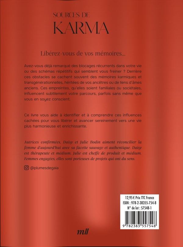 Quatrième de couverture de « Sources de Karma : libérez-vous de vos mémoires »