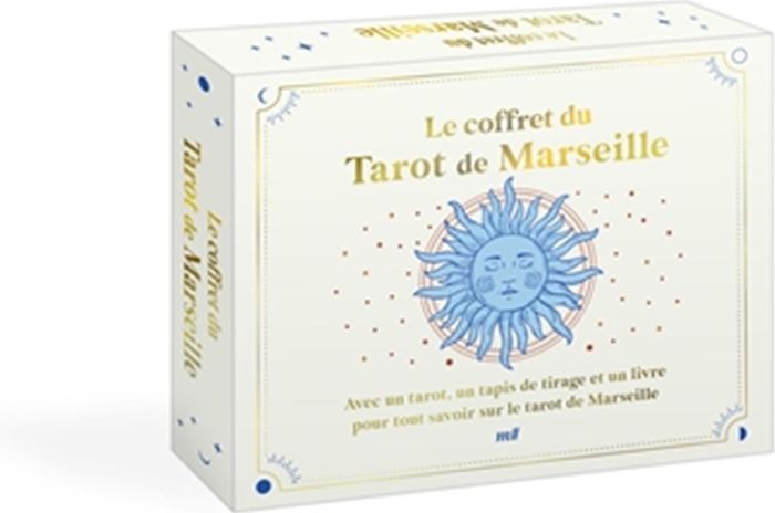 Couverture du livre « LE COFFRET DU TAROT DE MARSEILLE - AVEC UN TAROT, UN TAPIS DE TIRAGE ET UN LIVRE POUR TOUT SAVOIR SU », librairie Les Contes Infusés à Corte