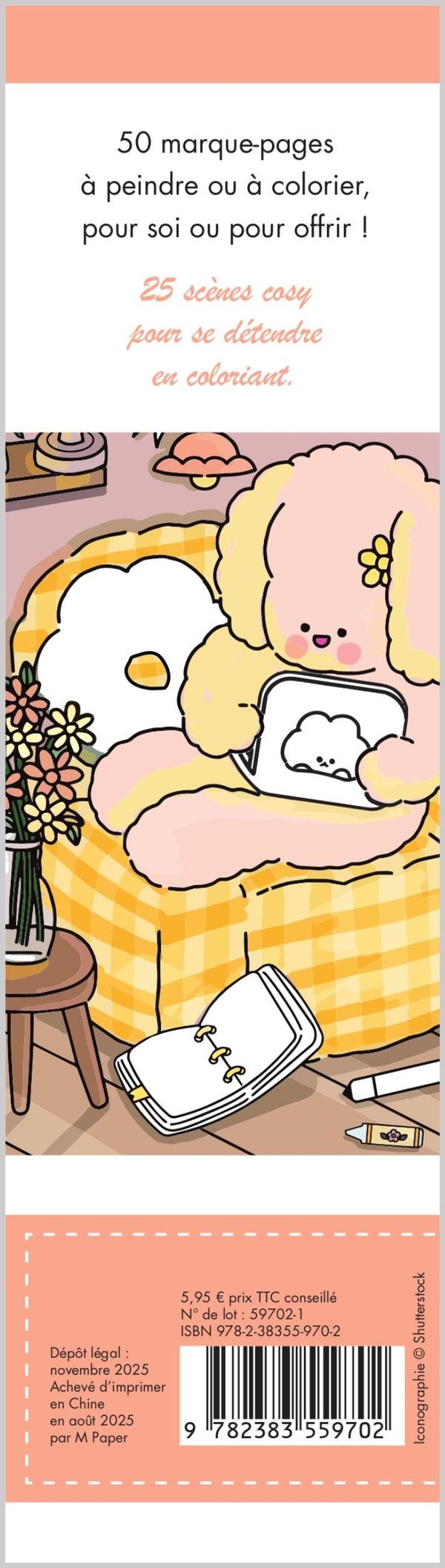 Quatrième de couverture de « MARQUE-PAGES - MOMENTS COSY - 50 MARQUE-PAGES A PEINDRE OU A COLORIER »