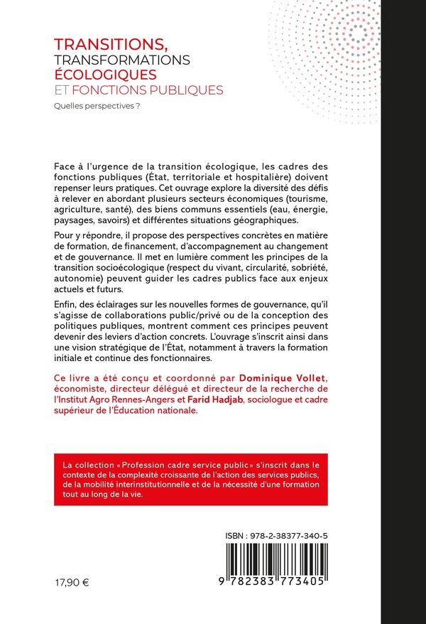 Quatrième de couverture de « Transitions, transformations écologiques et fonctions publiques : quelles perspectives ? »
