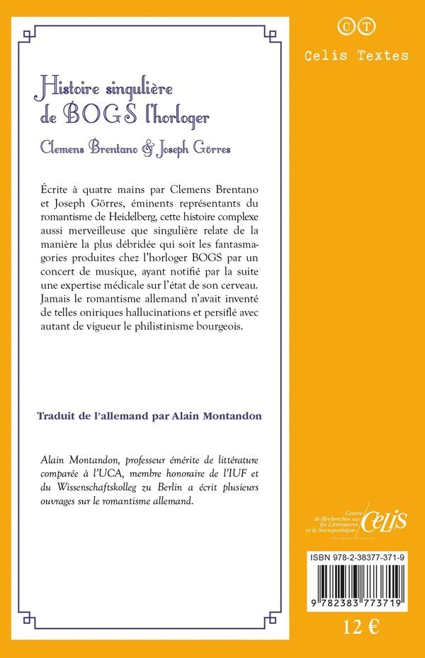 Quatrième de couverture de « Histoire singulière de BOGS l'horloger »