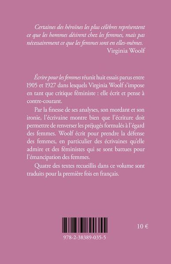 Quatrième de couverture de « Écrire pour les femmes »