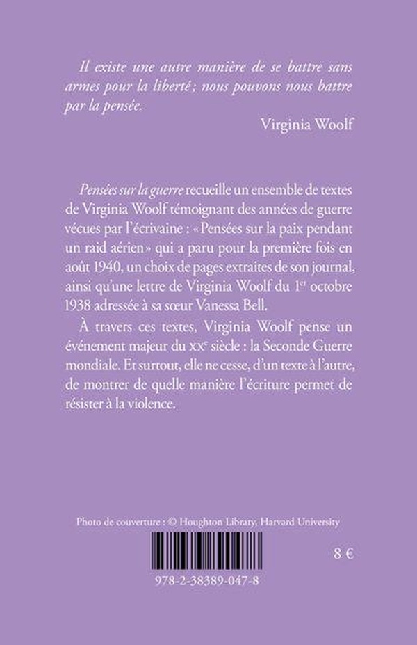 Quatrième de couverture de « Pensées sur la guerre »