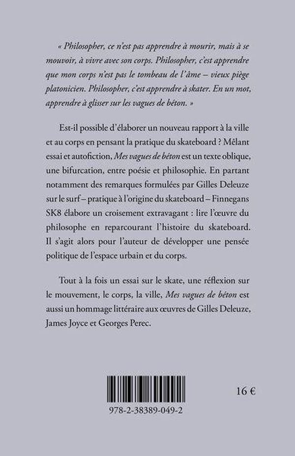 Quatrième de couverture de « Mes vagues de béton : quelques fragments sur le skateboard »