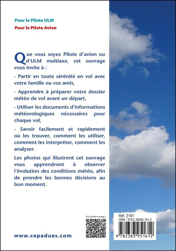 Quatrième de couverture de « Comment faire son dossier météo : préparation du vol... »