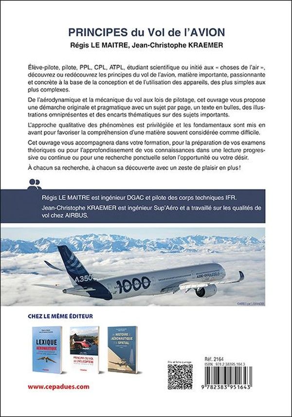 Quatrième de couverture de « Principes du vol de l'avion : aérodynamique, mécanique du vol, pilotage »