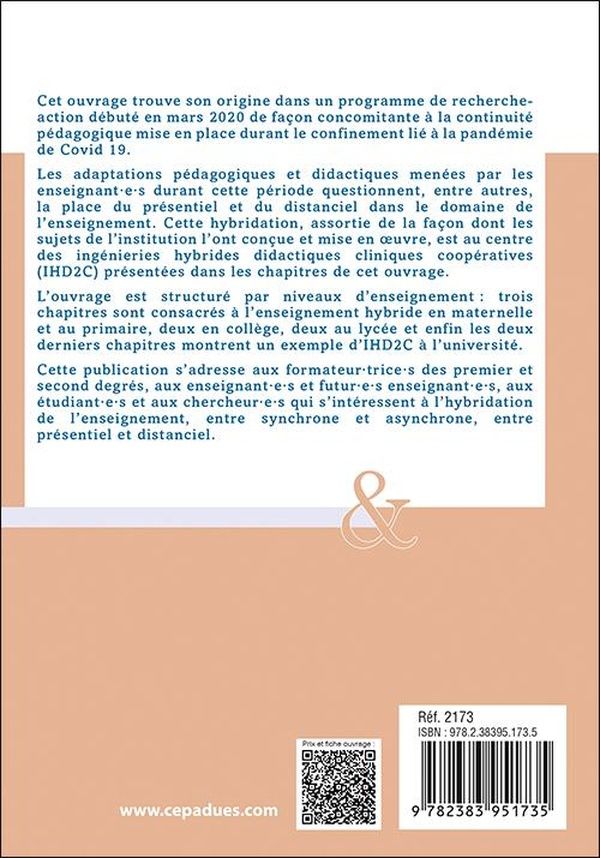 Quatrième de couverture de « L'ingénierie hybride didactique clinique coopérative, un dispositif d'un nouveau genre : des signatures enseignantes de la maternelle à l'université »