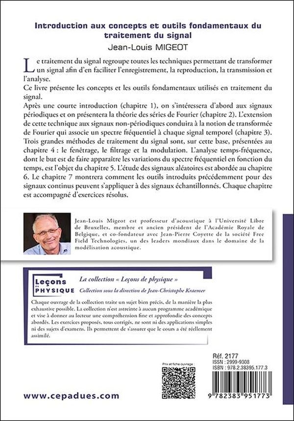 Quatrième de couverture de « Introduction aux concepts et outils fondamentaux du traitement du signal »