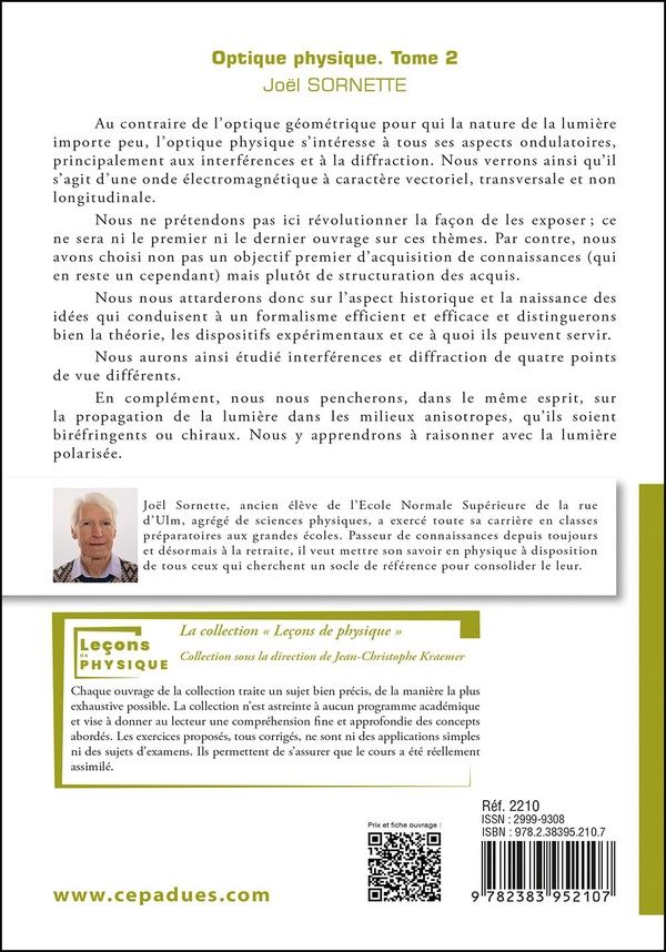 Quatrième de couverture de « Optique physique »