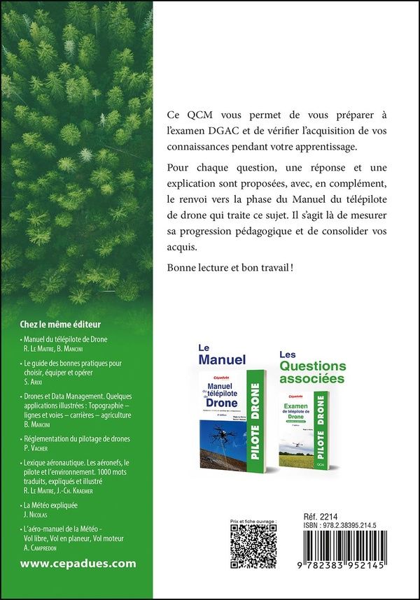 Quatrième de couverture de « Examen de télépilote de drone : questions et explications »