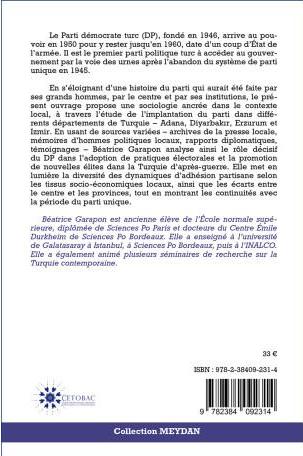 Quatrième de couverture de « AUX ORIGINES DE LA DEMOCRATIE TURQUE »