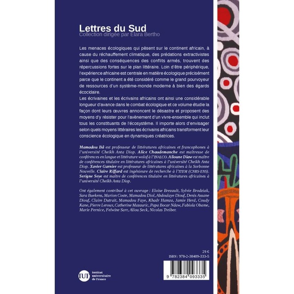 Quatrième de couverture de « Littératures africaines et écologie »