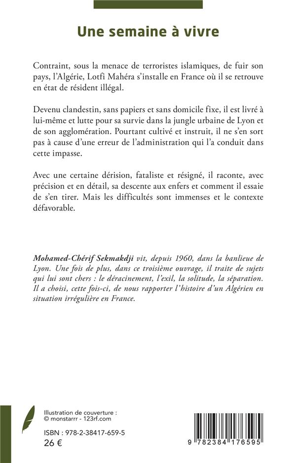 Quatrième de couverture de « UNE SEMAINE A VIVRE - ROMAN »