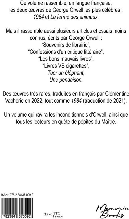 Quatrième de couverture de « Oeuvres essentielles »