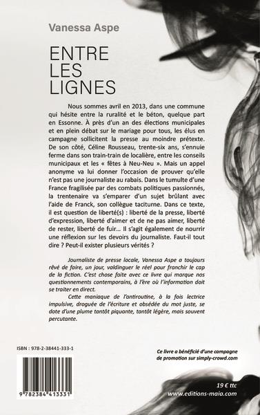 Quatrième de couverture de « ENTRE LES LIGNES »