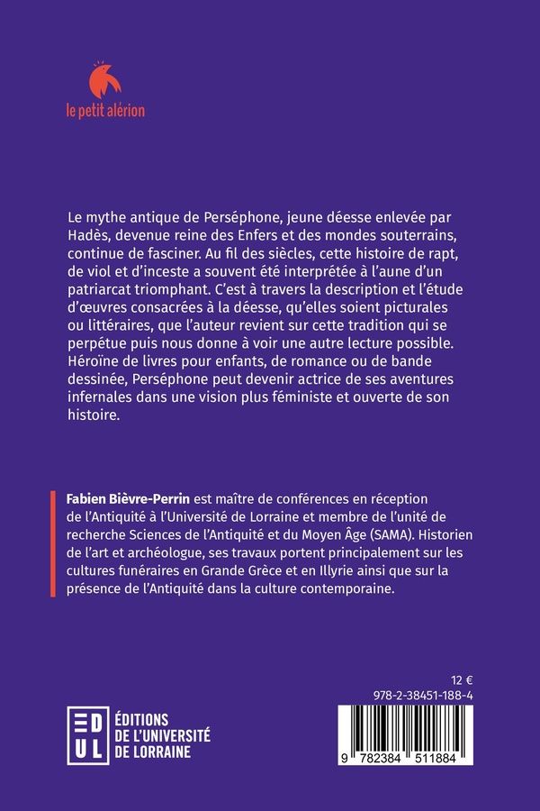 Quatrième de couverture de « Perséphone et la culture populaire : patriarcat et féminisme aux enfers »