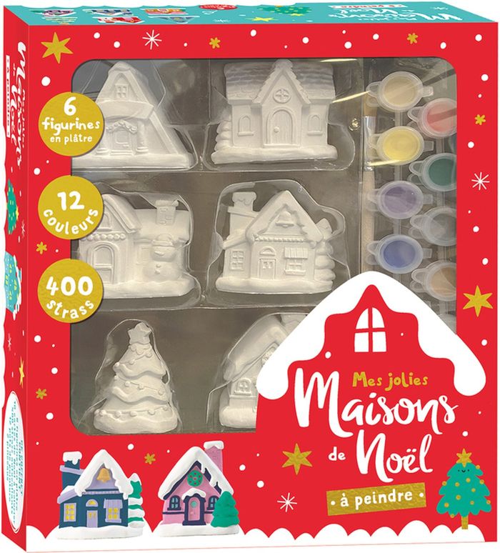 Couverture du livre « MES JOLIES MAISONS DE NOEL A PEINDRE » de Cloro Atelier, librairie Les Contes Infusés à Corte