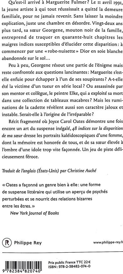 Quatrième de couverture de « 48 indices sur la disparition de ma soeur : roman »
