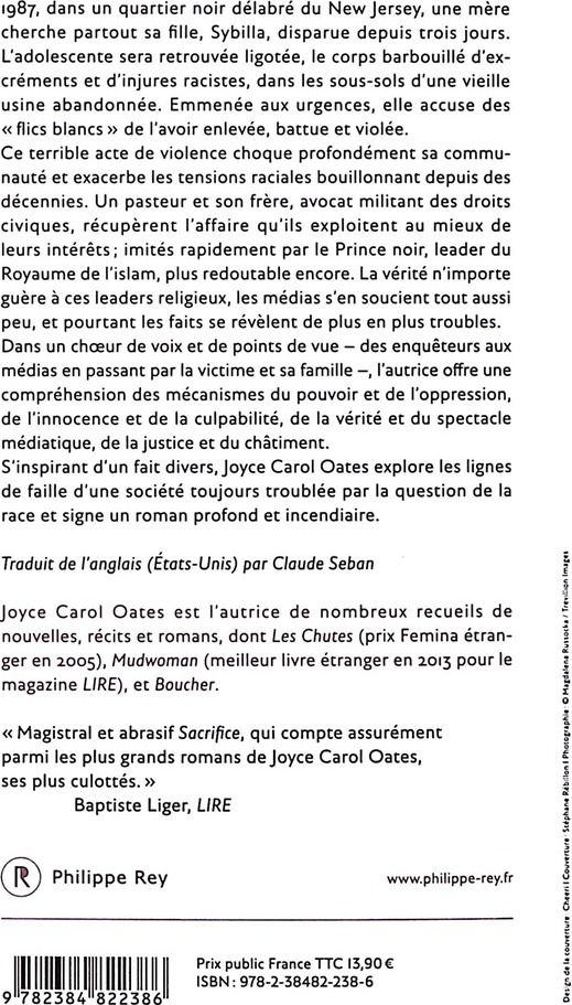 Quatrième de couverture de « Sacrifice : roman »