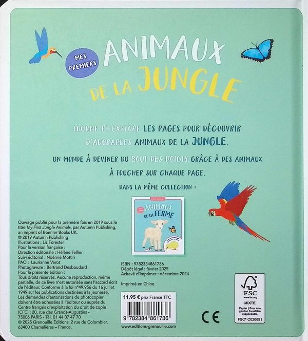 Quatrième de couverture de « Mes premiers animaux de la jungle »