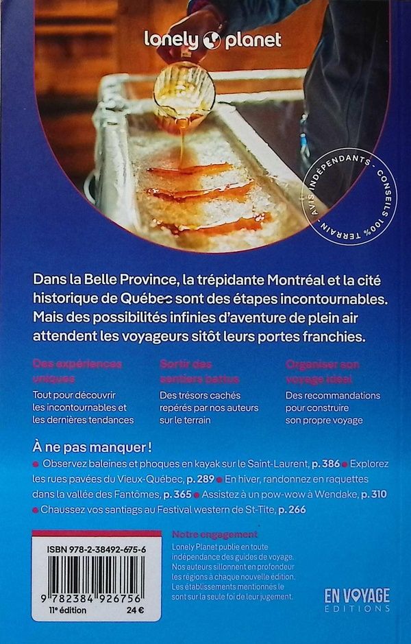Quatrième de couverture de « Québec et provinces maritimes »