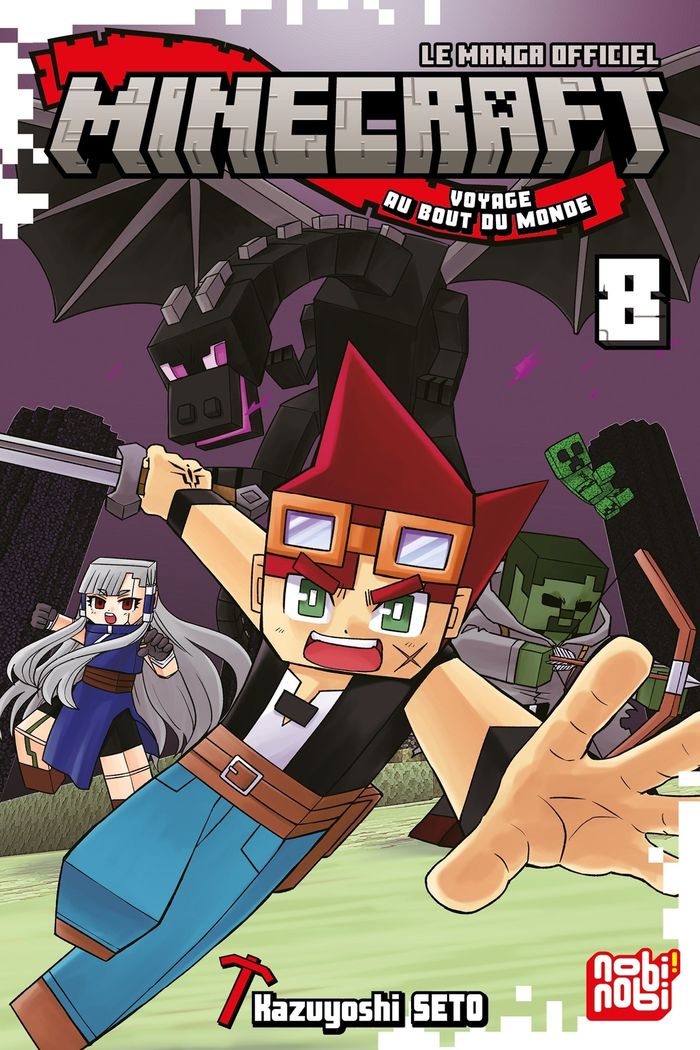 Couverture du livre « MINECRAFT, LE MANGA OFFICIEL - VOYAGE AU BOUT DU MONDE T08 » de Kazuyoshi Seto, librairie Les Contes Infusés à Corte