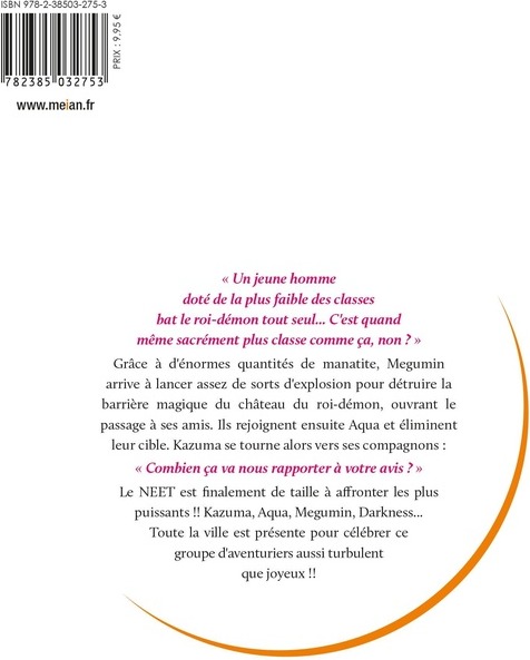 Quatrième de couverture de « KONOSUBA : SOIS BENI MONDE MERVEILLEUX ! (LIGHT NOVEL) - KONOSUBA : SOIS BENI MONDE MERVEILLEUX ! - »