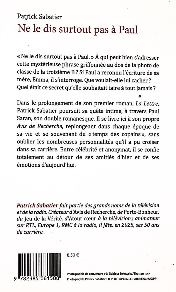 Quatrième de couverture de « Ne le dis surtout pas à Paul »