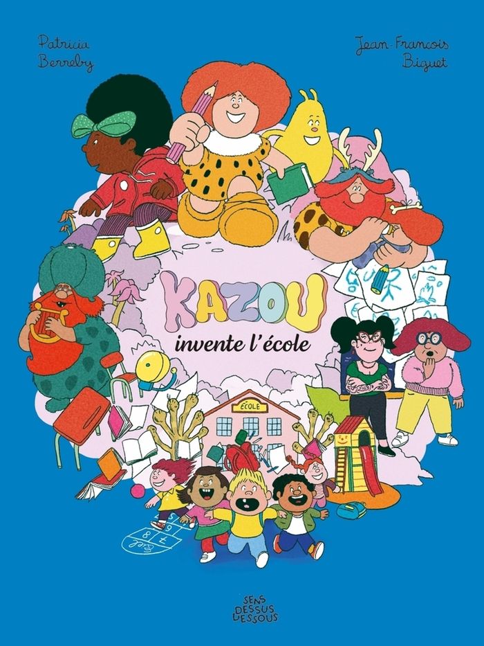 Couverture du livre « Kazou invente l'école » de Patricia Berreby, librairie Les Contes Infusés à Corte