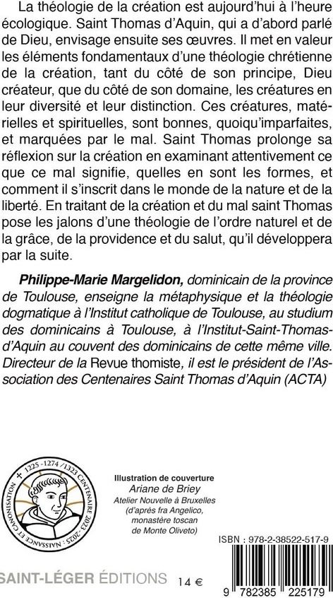 Quatrième de couverture de « La création et le mal avec Thomas d'Aquin »