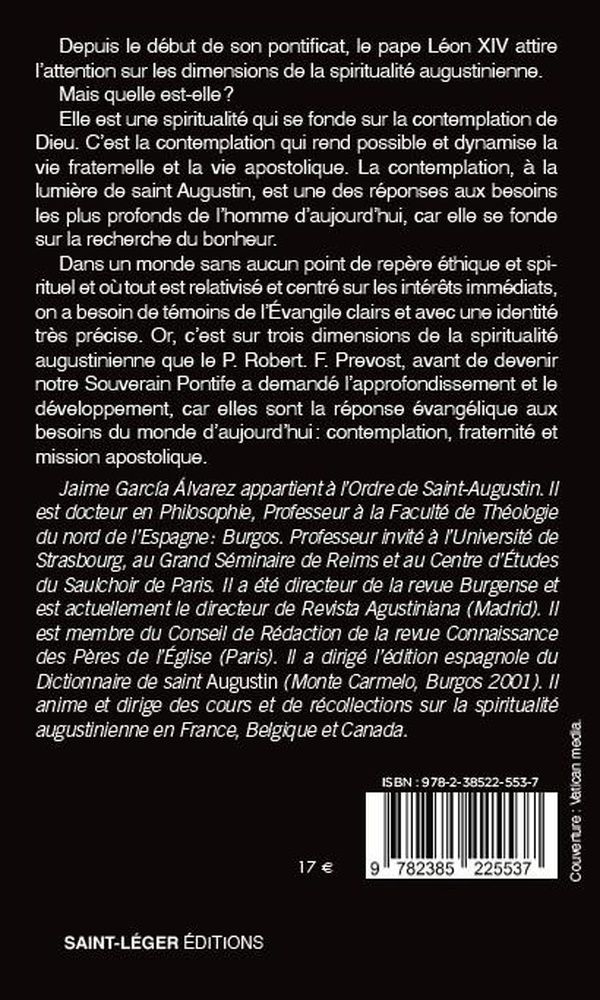 Quatrième de couverture de « Libres sous la grâce : la vision augustinienne de l'Église dans les textes du Rv. Robert F. Prevost-pape Léon XIV »