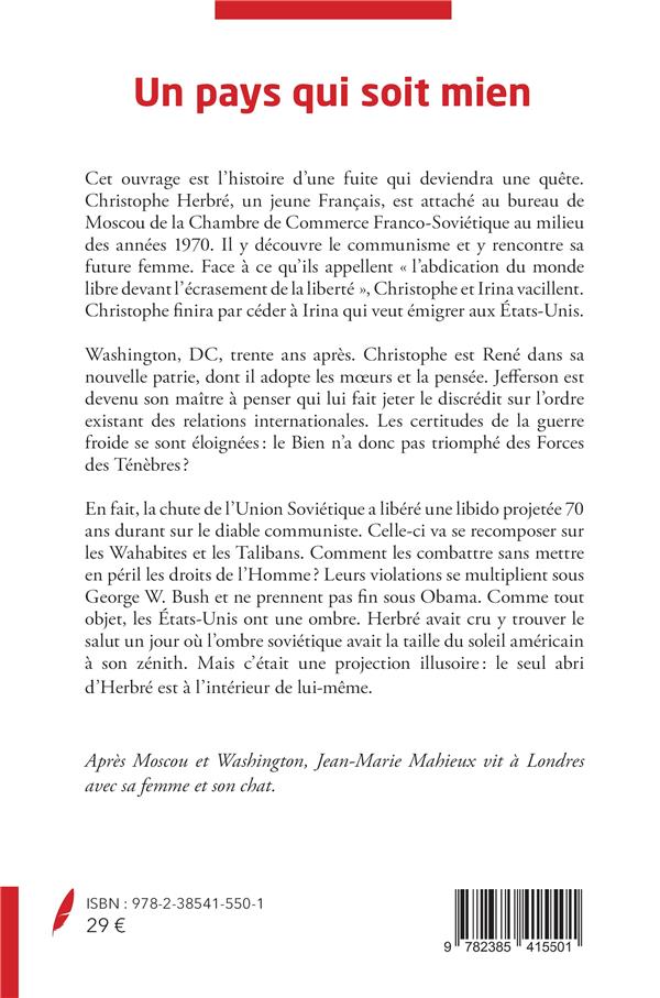 Quatrième de couverture de « UN PAYS QUI SOIT MIEN »