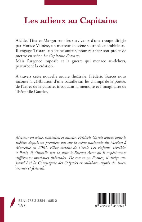Quatrième de couverture de « LES ADIEUX AU CAPITAINE - HOMMAGE A THEOPHILE GAUTIER »