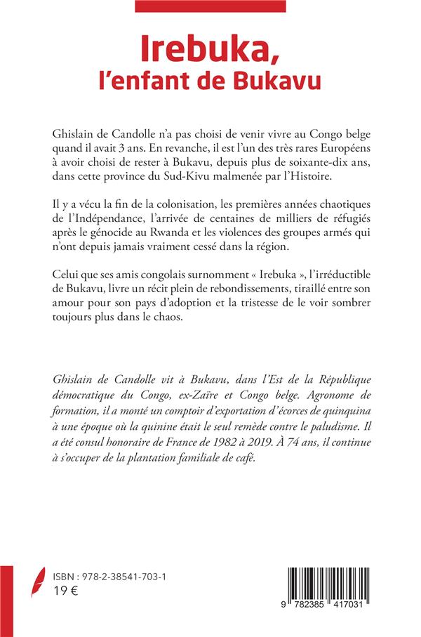 Quatrième de couverture de « IREBUKA, L'ENFANT DE BUKAVU »
