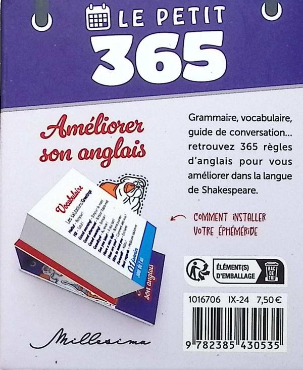 Quatrième de couverture de « LE PETIT 365 JOURS POUR AMELIORER SON ANGLAIS »