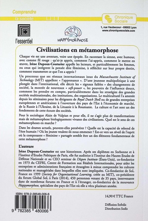 Quatrième de couverture de « Civilisations en métamorphose : osons la confiance »